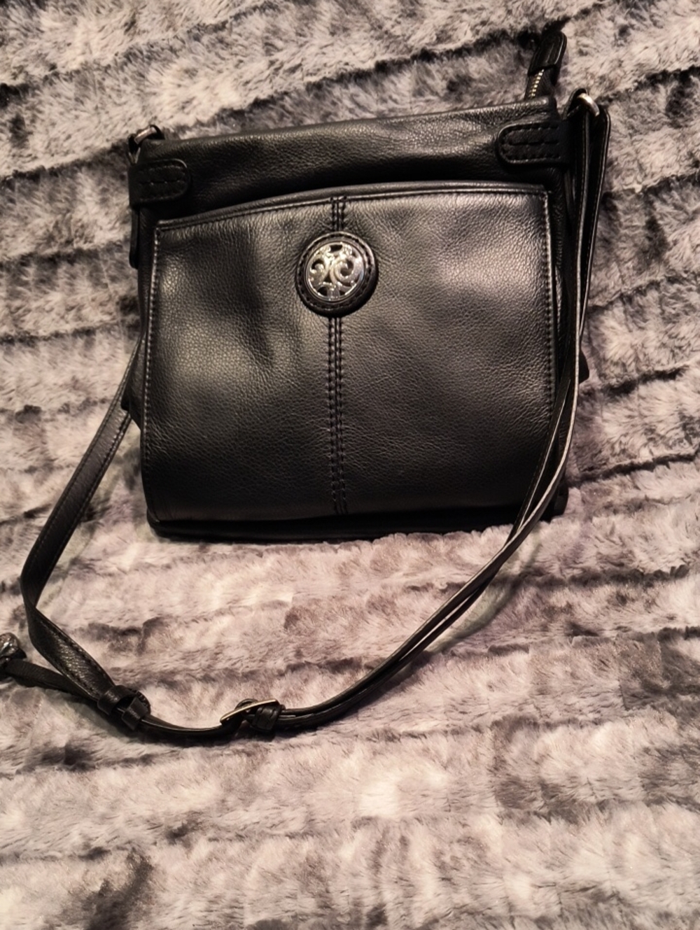 Brighton Leather Crossbody Organizer Bag with Decorative Medallion Women's